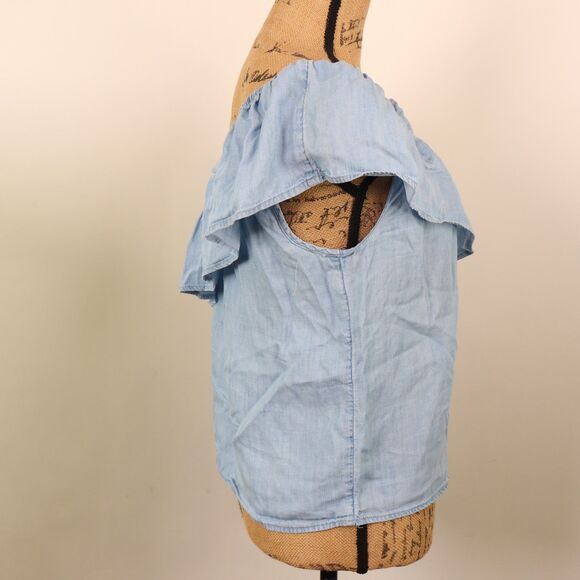 American Eagle denim one shoulder top Small - Picture 2 of 6